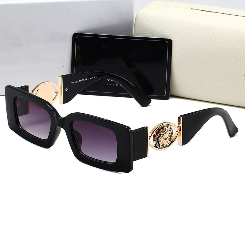 Versace Medusa Thick-Frame Rectangular Polarized Sunglasses