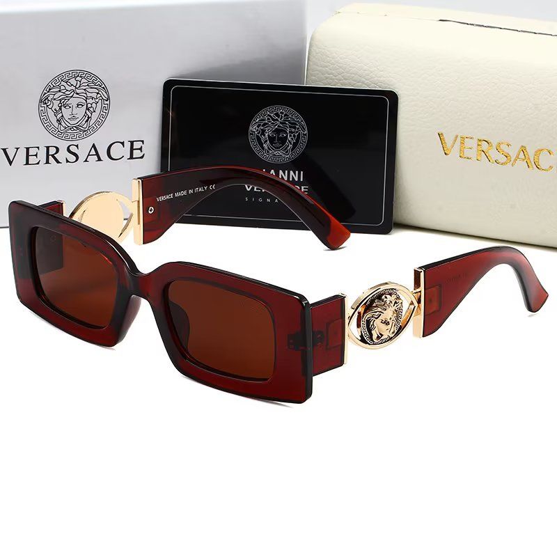 Versace Medusa Thick-Frame Rectangular Polarized Sunglasses