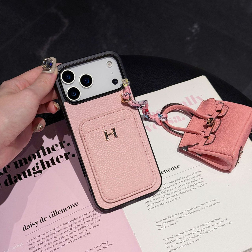 Hermes iPhone 18 Pro Case with AirPods Cover – Luxury Leather Designer Set White