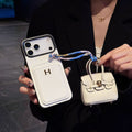 Hermes iPhone 18 Pro Max Case with AirPods Cover – Luxury Leather Designer Set White