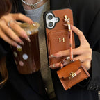 Hermes iPhone 18 Pro Case with AirPods Cover – Luxury Leather Designer Set White