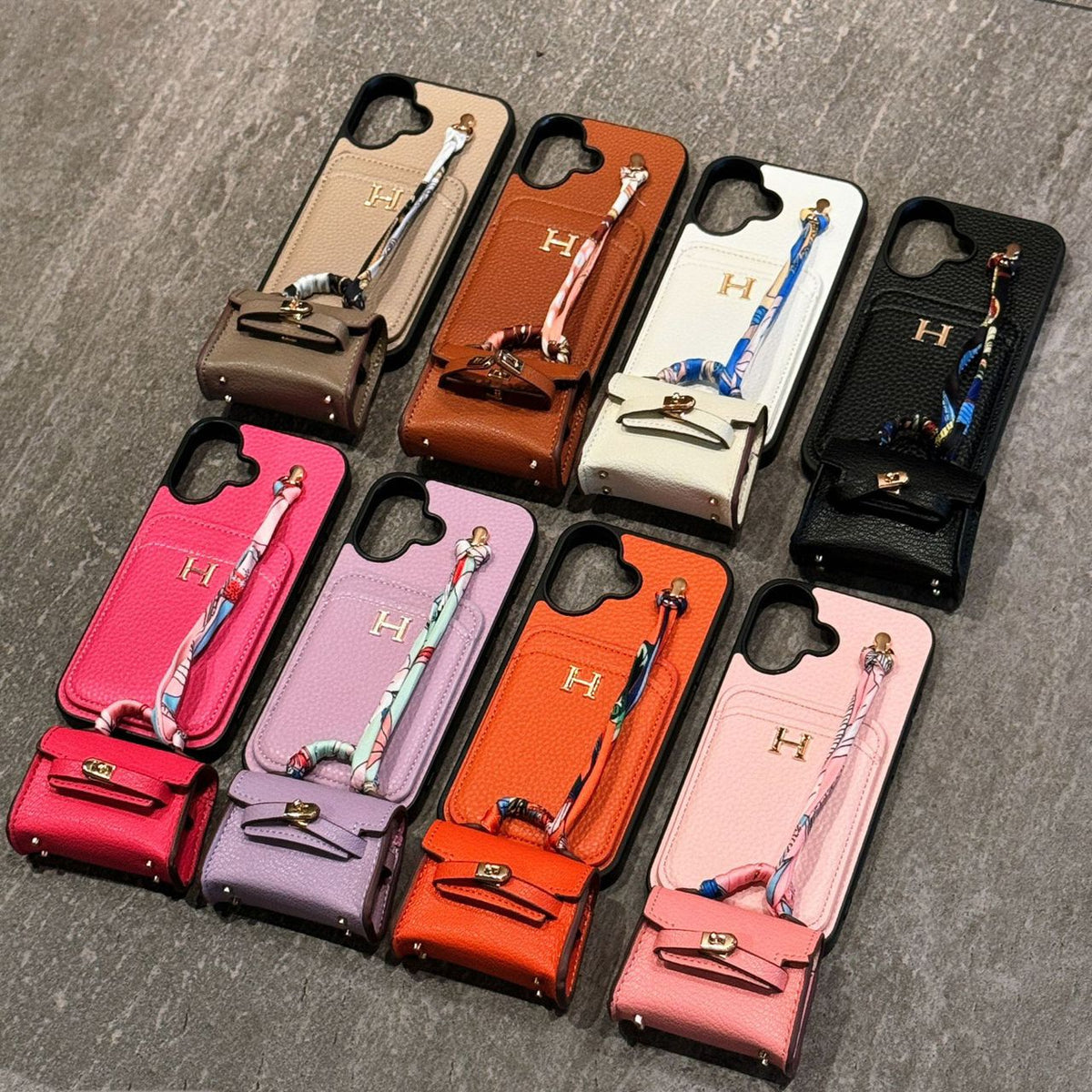 Hermes iPhone 18 Pro Max Case with AirPods Cover – Luxury Leather Designer Set White