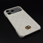 Luxury Gucci iPhone 17 Pro Max Case | GG Monogram Leather White Blue