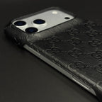 Luxury Gucci iPhone 17 Pro Max Case | GG Monogram Leather White Blue