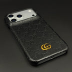 Luxury Gucci iPhone 17 Pro Max Case | GG Monogram Leather White Blue