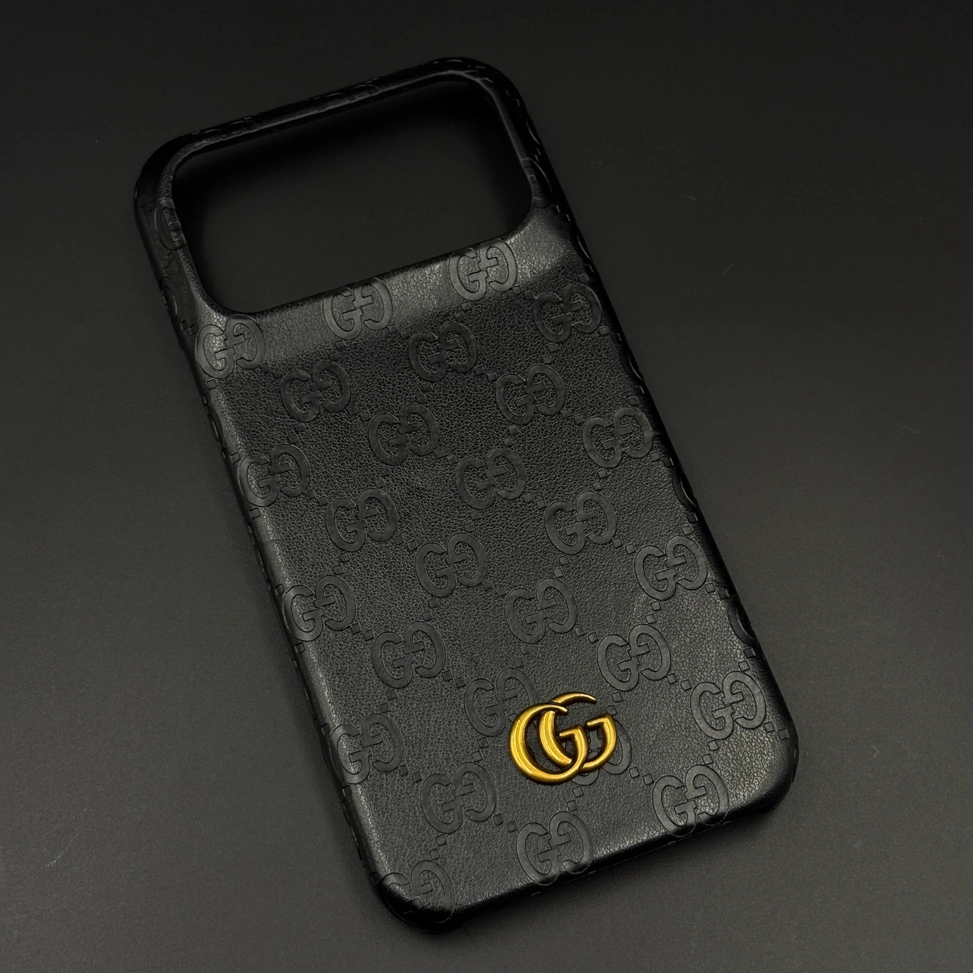 Luxury Gucci iPhone 17 Pro Max Case | GG Monogram Leather White Blue