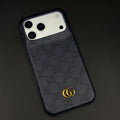 Luxury Gucci iPhone 17 Pro Max Case | GG Monogram Leather White Blue