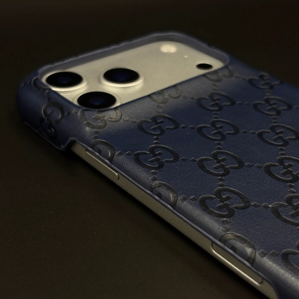 Luxury Gucci iPhone 18 Pro Max Case | GG Monogram Leather White Brown