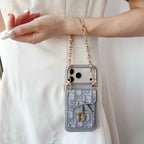 Dior iPhone 17 Pro Max Case with Wallet & 3 Straps - Black Luxury Crossbody Dior Phone Case