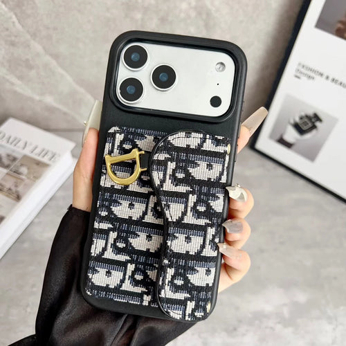 Dior iPhone 17 Pro Max Case with Card Holder – Black Dior Oblique Flip Cover - MAJESTY