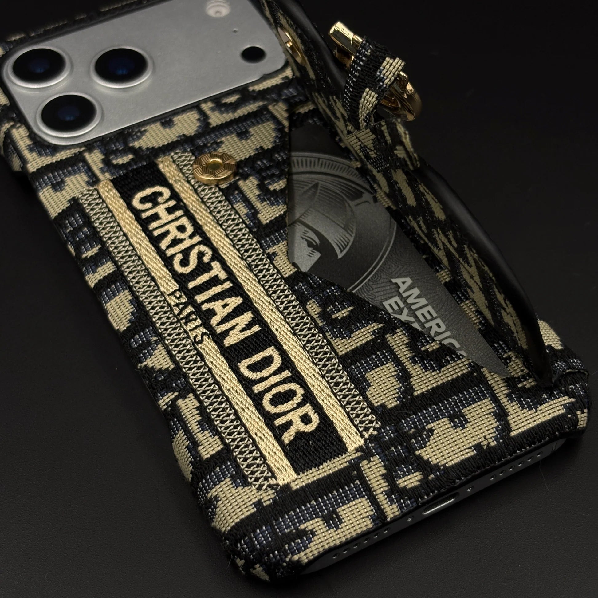 Oblique Dior iPhone 17 Pro Max Case with Card Holder - Luxury Dior Phone Case