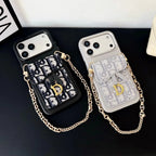 Dior iPhone 17 Pro Max Case with Wallet & 3 Straps - Black Luxury Crossbody Dior Phone Case