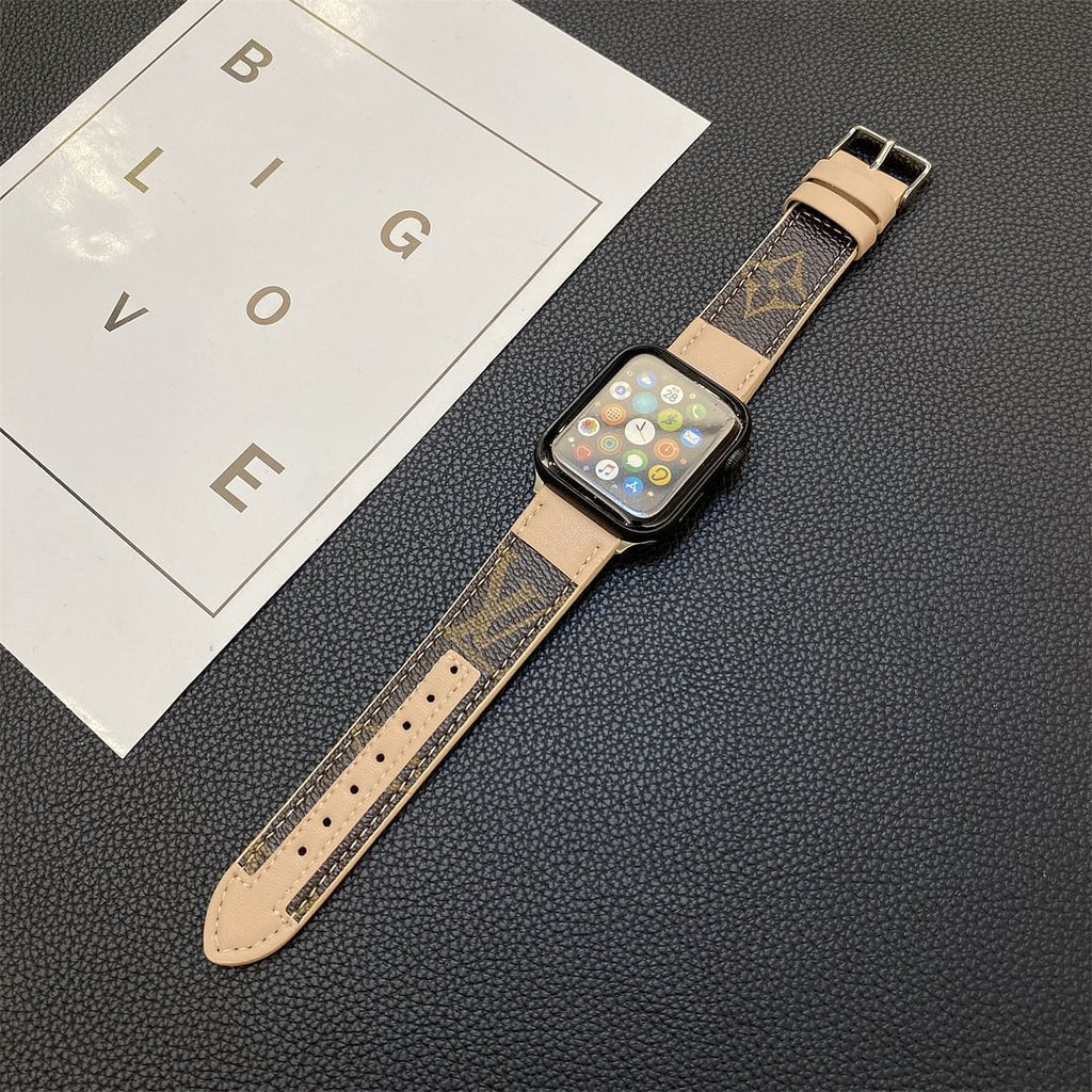 Luxury Louis Vuitton Apple Watch Band – Stitched Monogram Leather Strap