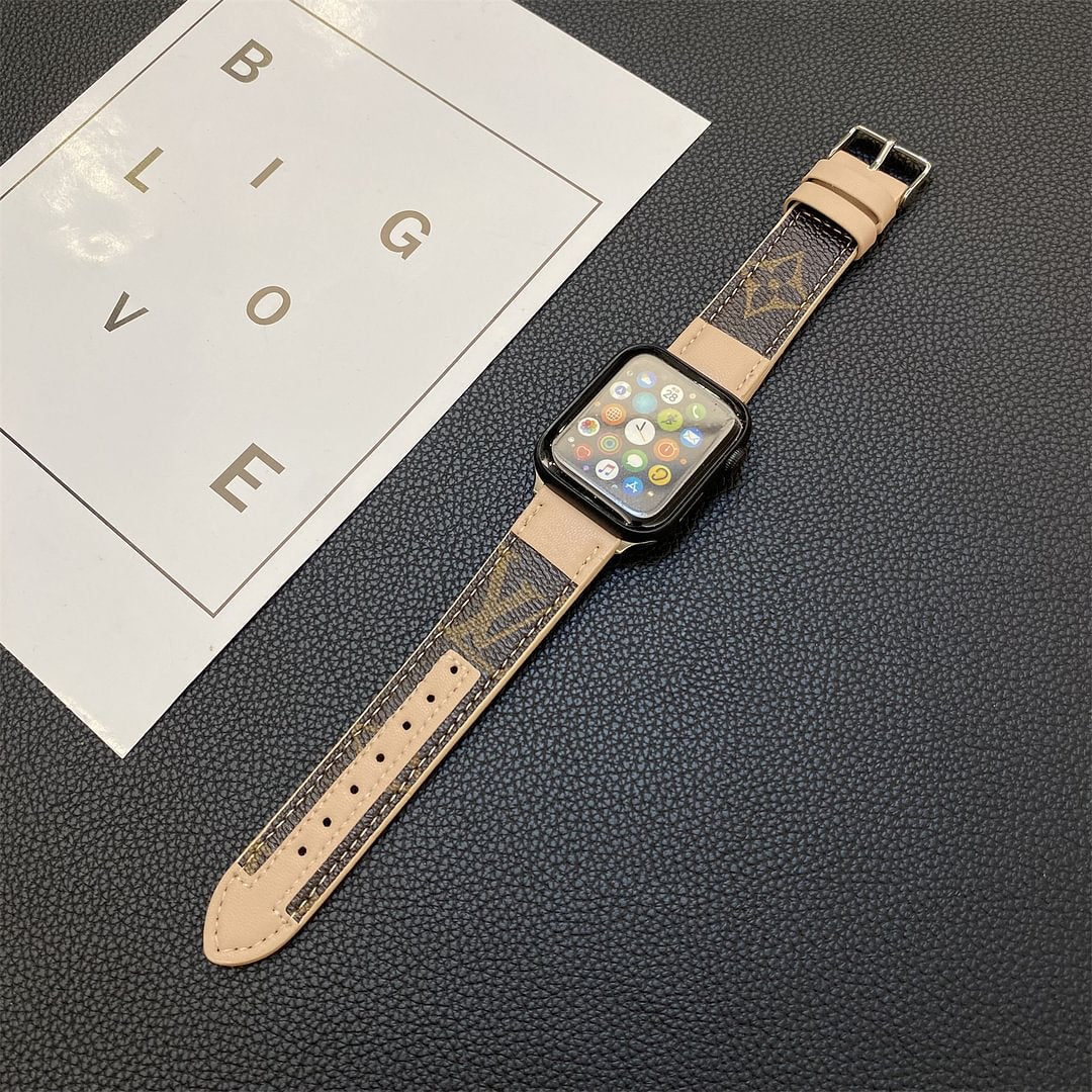 Luxury Louis Vuitton Apple Watch Band – Stitched Monogram Leather Strap