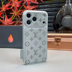 Louis Vuitton iPhone 18 Pro Max Leather Case – Luxury Designer Protective Cover – Gray