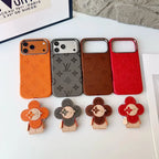 Louis Vuitton iPhone 18 Pro Case MagSafe Leather with Flower Grip – Orange