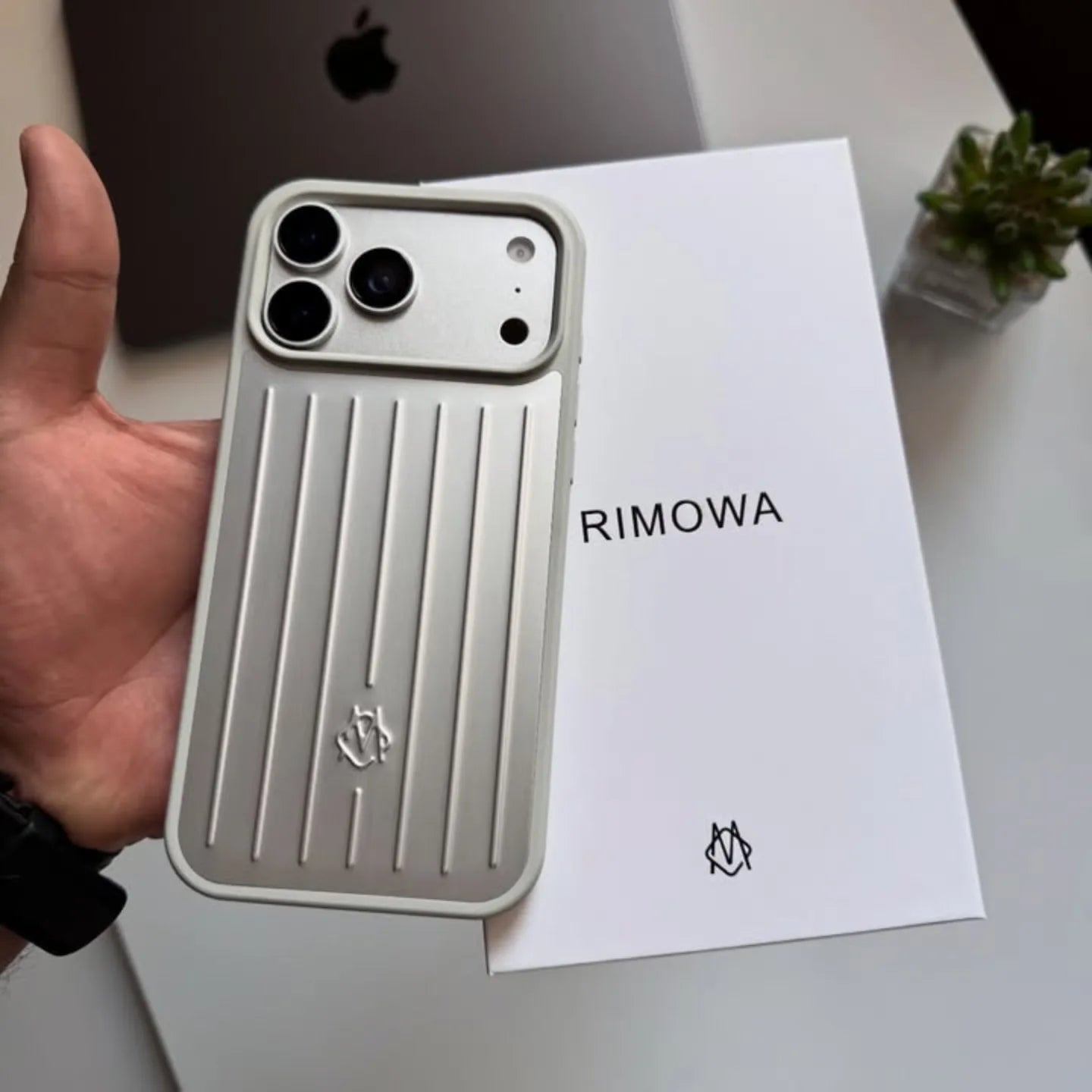 Gold Rimowa iPhone 17 Pro Max Case - Luxury Travel Design