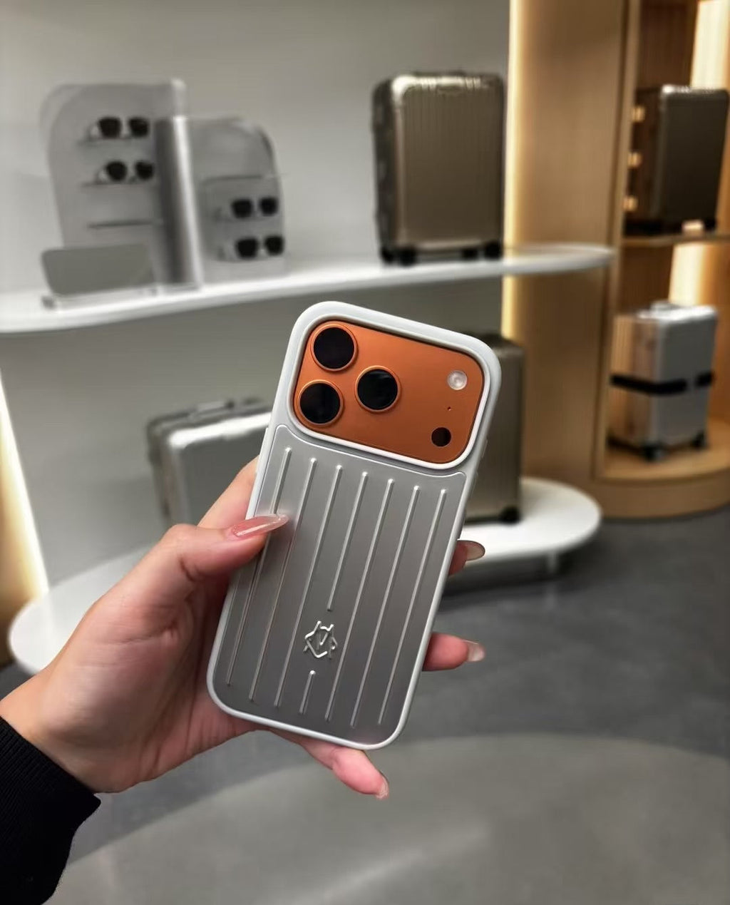 Rimowa Silver iPhone 18 Pro Case – Luxury Travel Design