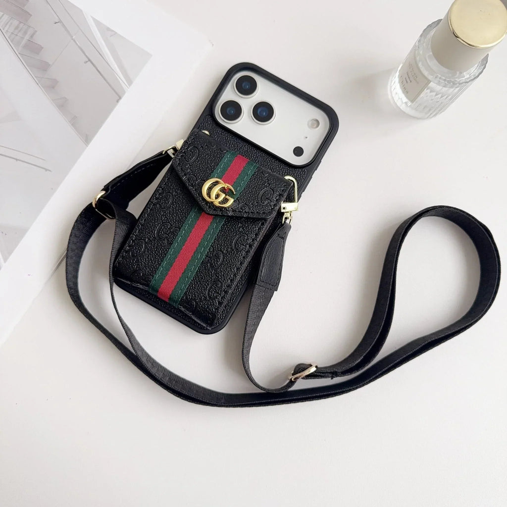 Louis Vuitton iPhone 18 Pro Case with Card Holder & Strap – Monogram Leather Wallet
