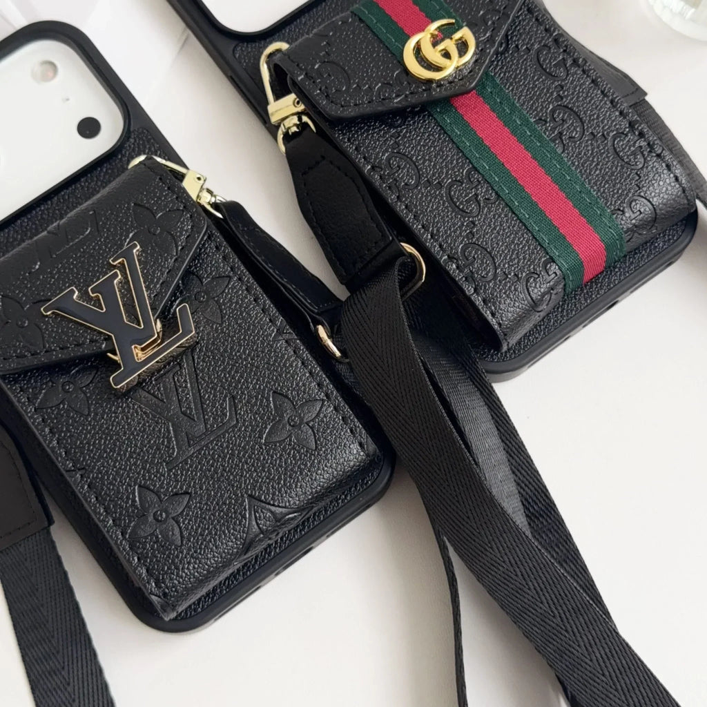Louis Vuitton iPhone 18 Pro Case with Card Holder & Strap – Monogram Leather Wallet