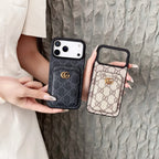 Gucci iPhone 18 Pro Max / Pro Max Case with Cardholder – Black GG Canvas Luxury Wallet Case