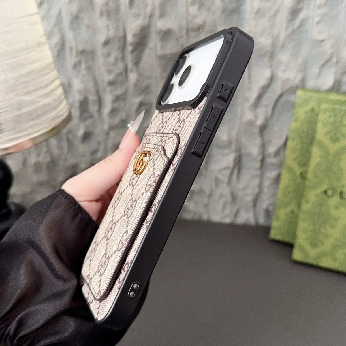 Gucci iPhone 18 Pro Max / Pro Max Case with Cardholder – GG Canvas Luxury Wallet Case