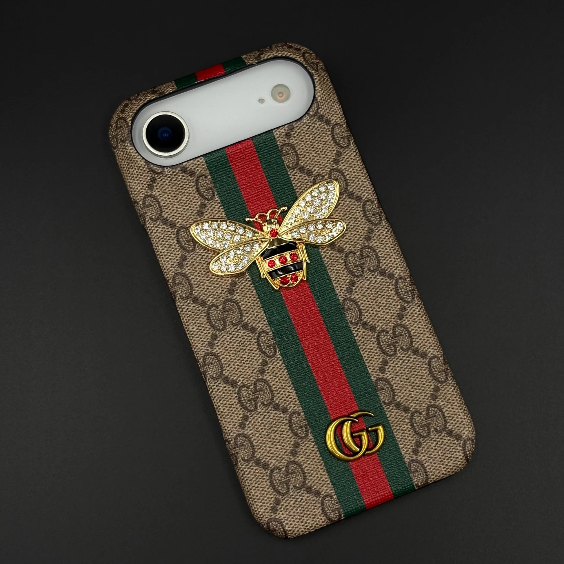 Gucci Ophidia iPhone 17 Pro Max Case with Web Stripe & Bee - Luxury GG Supreme Phone Case