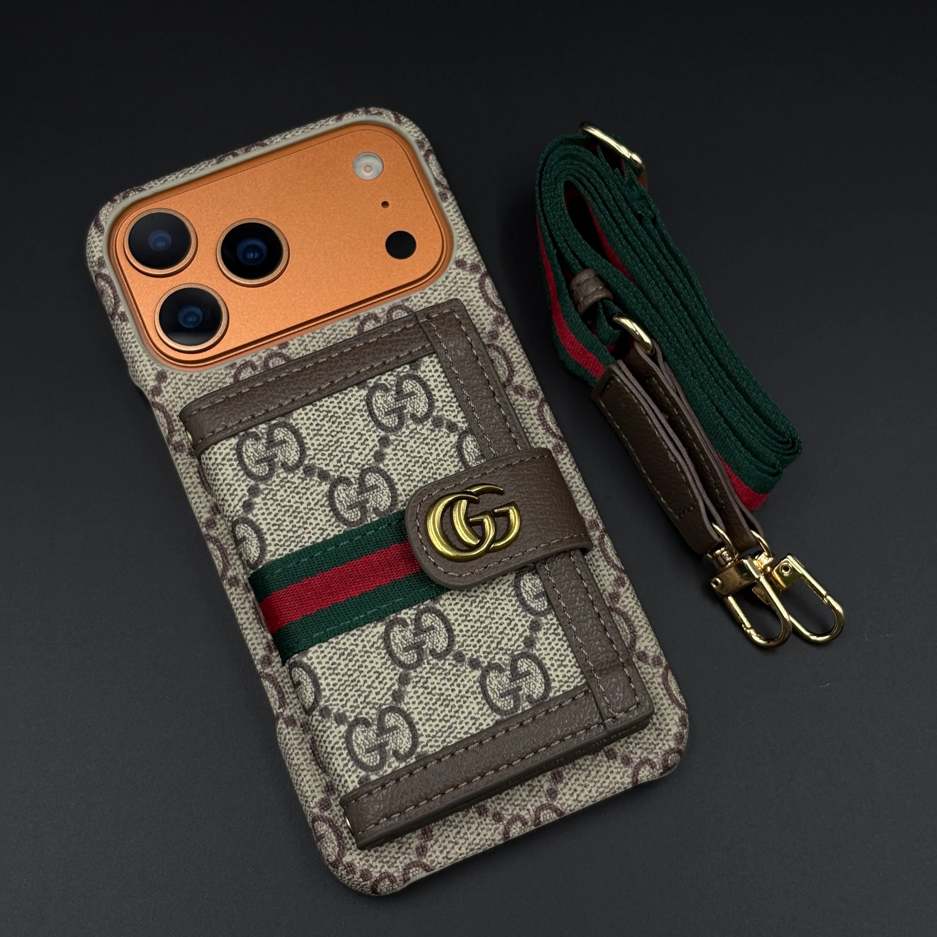 GG Monogram Gucci iPhone 17 Pro Max Case with Card Holder & Detachable Strap