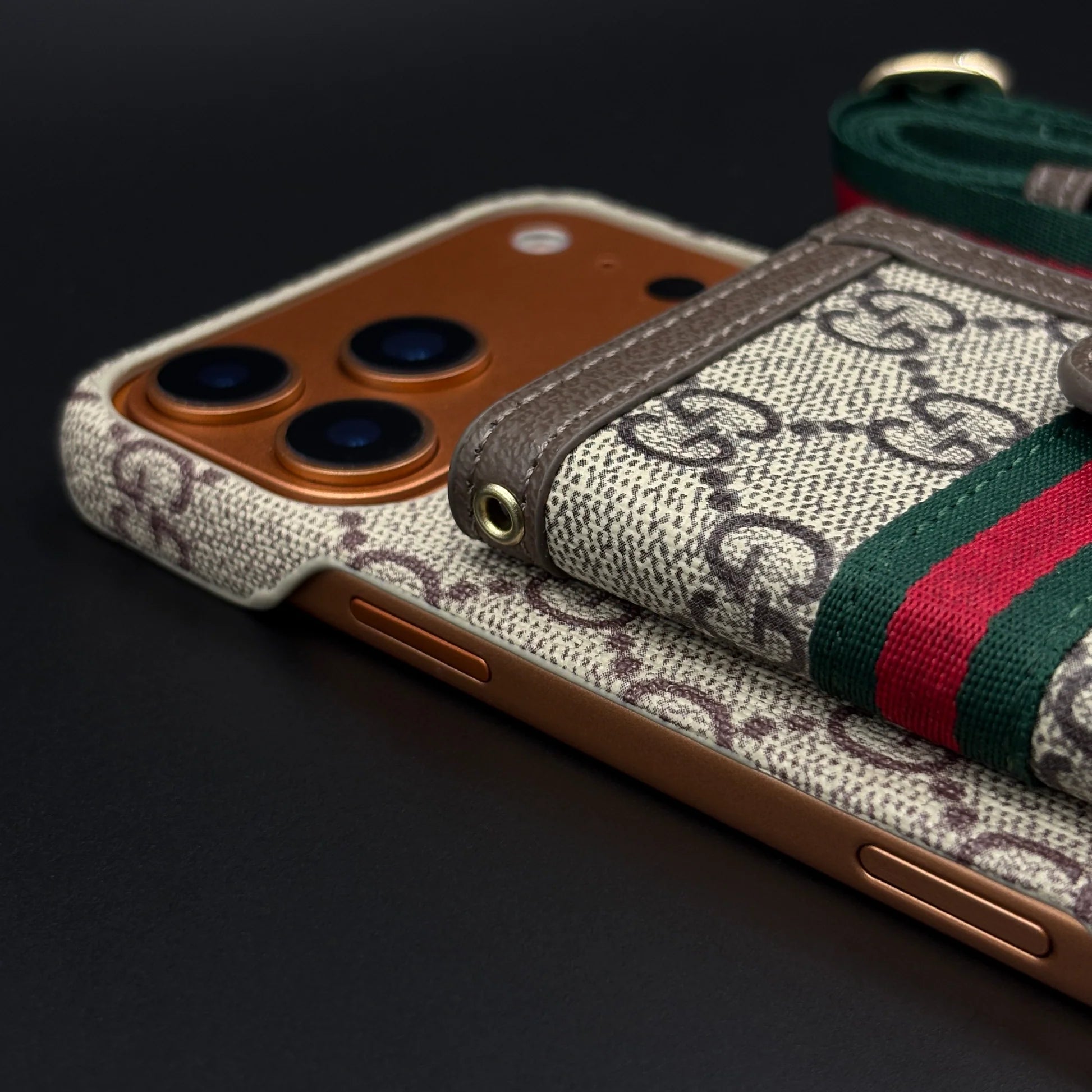 GG Monogram Gucci iPhone 17 Pro Max Case with Card Holder & Detachable Strap 