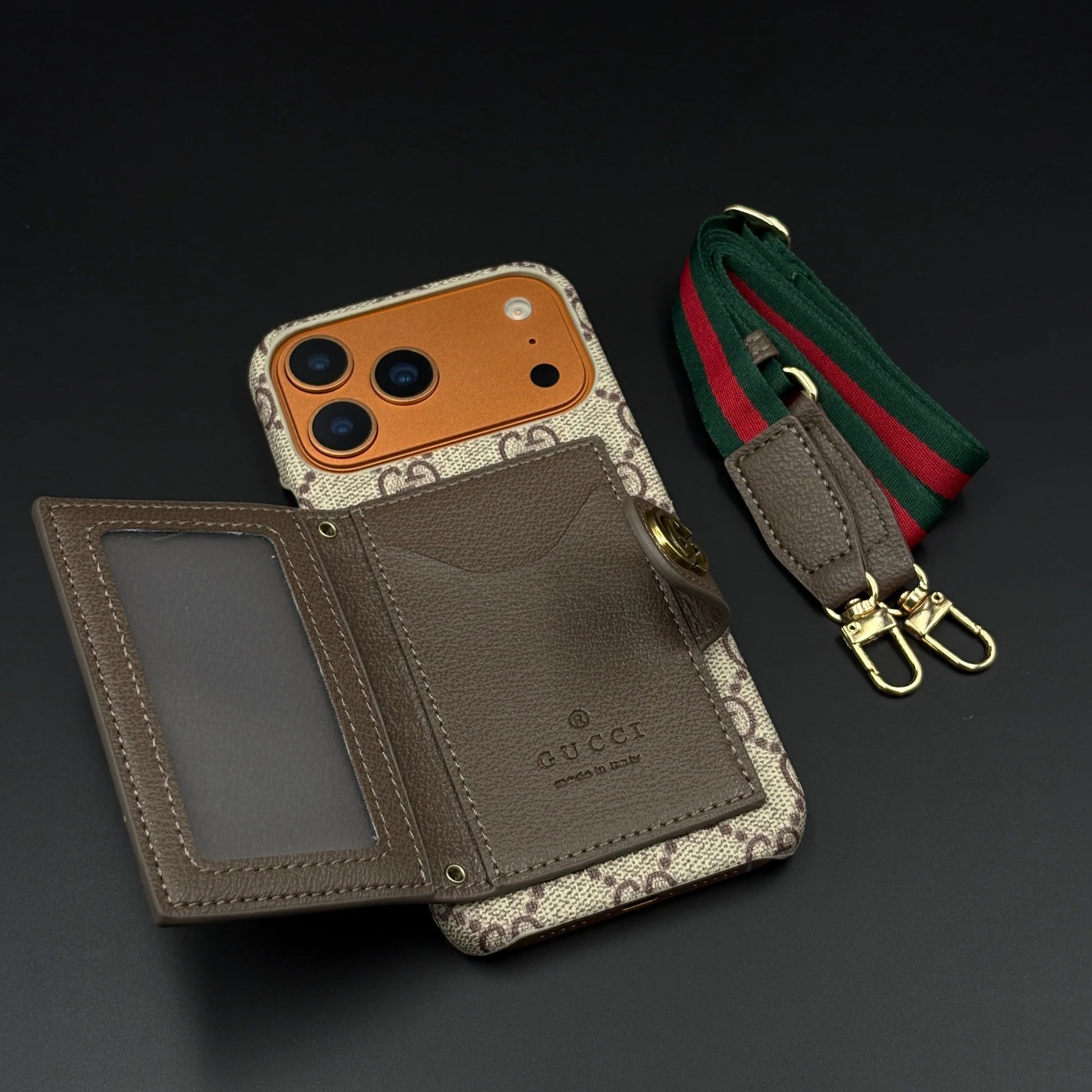 GG Monogram Gucci iPhone 17 Pro Max Case with Card Holder & Detachable Strap