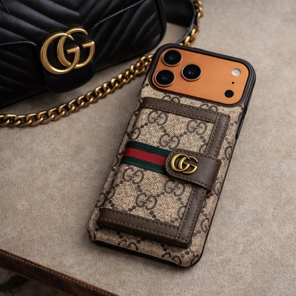 GG Monogram Gucci iPhone 17 Pro Max Case with Card Holder & Detachable Strap