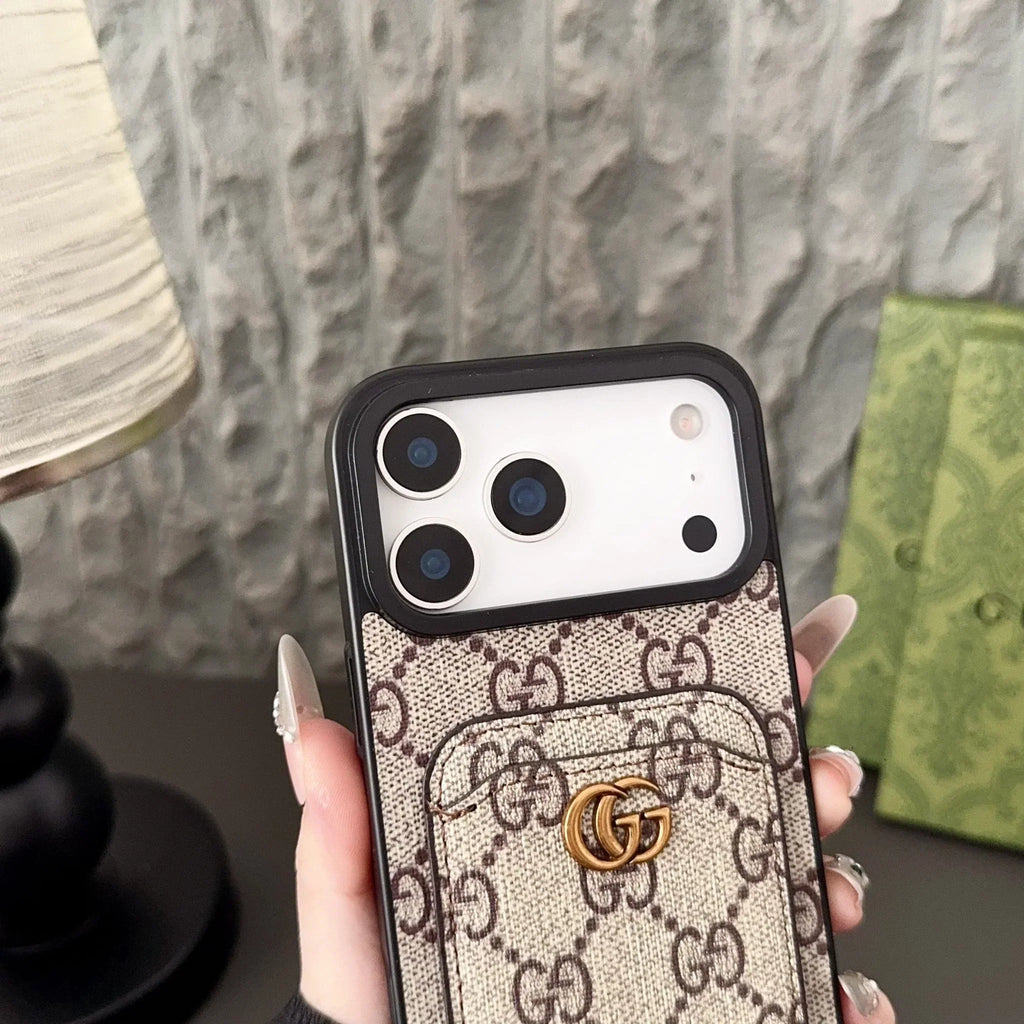Gucci iPhone 18 Pro Max / Pro Max Case with Cardholder – GG Canvas Luxury Wallet Case