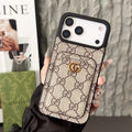 Gucci iPhone 18 Pro Max / Pro Max Case with Cardholder – GG Canvas Luxury Wallet Case