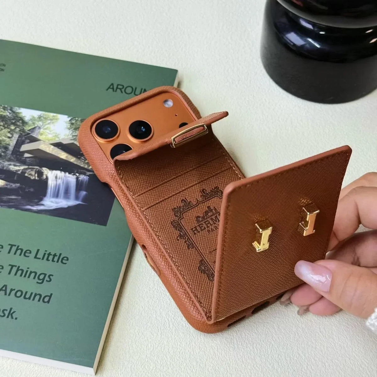 Hermès iPhone 18 Pro Max Case – Leather Hermes Phone Case With Card Holder