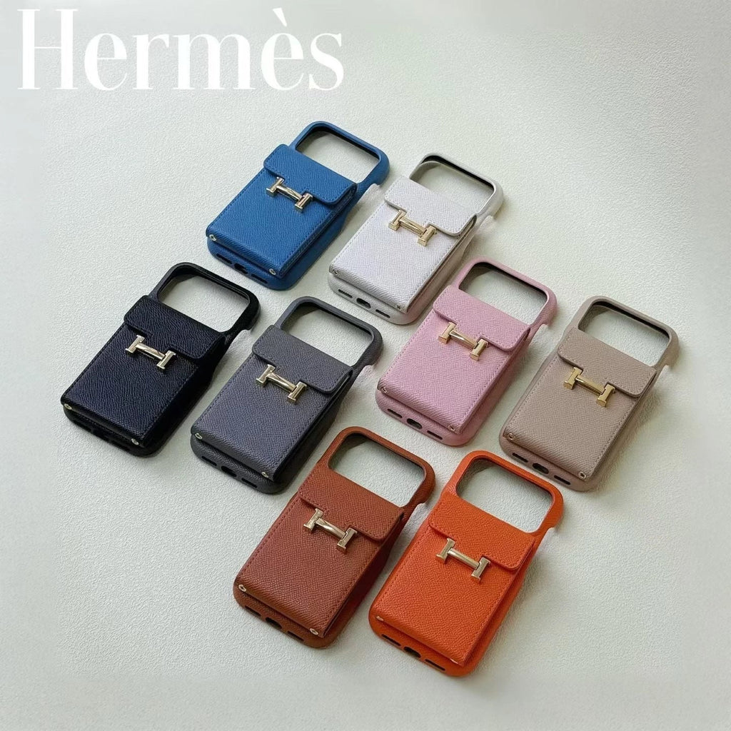 Hermès iPhone 18 Pro Max Case – Leather Hermes Phone Case With Card Holder