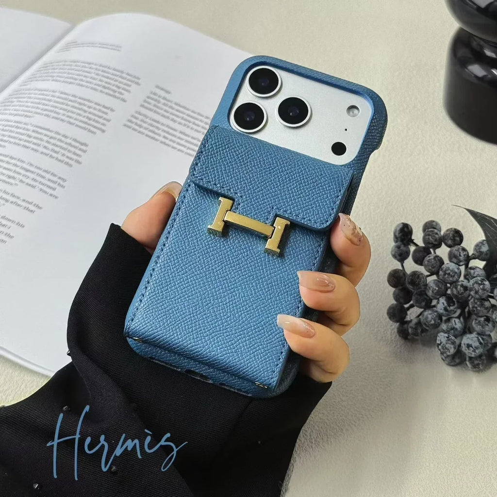 Hermès iPhone 18 Pro Max Case – Leather Hermes Phone Case With Card Holder