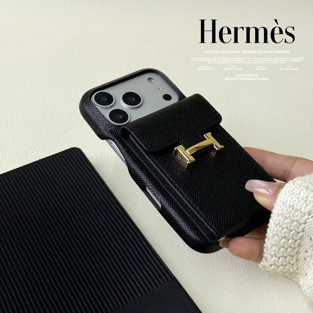 Hermès iPhone 18 Pro Max Case – Leather Hermes Phone Case With Card Holder