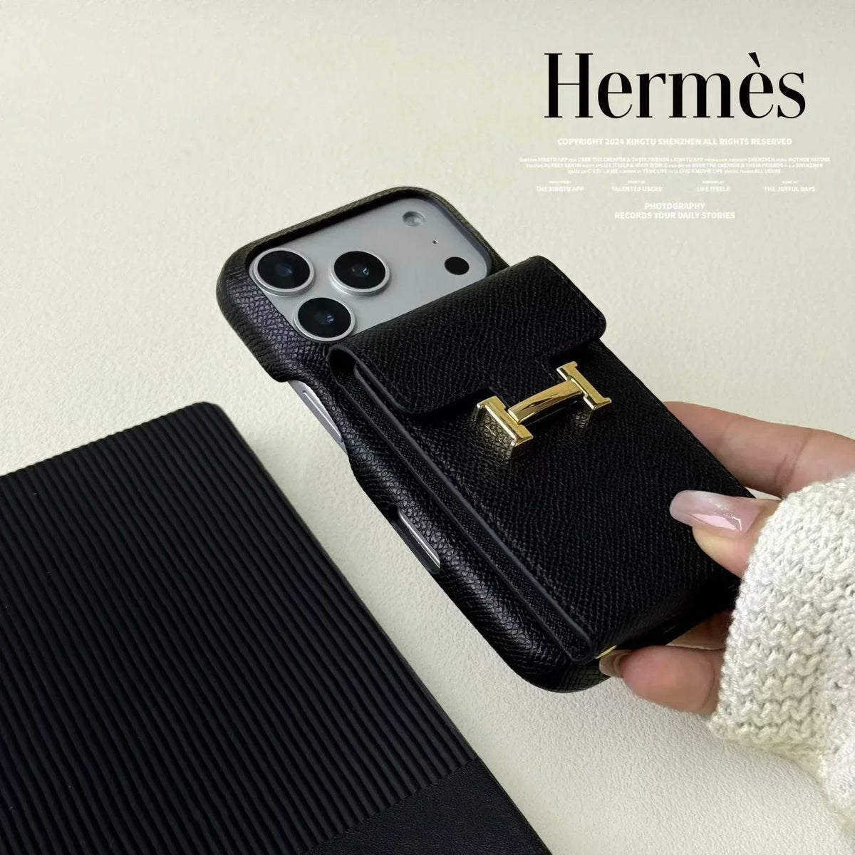 Hermès iPhone 18 Pro Max Case – Leather Hermes Phone Case With Card Holder
