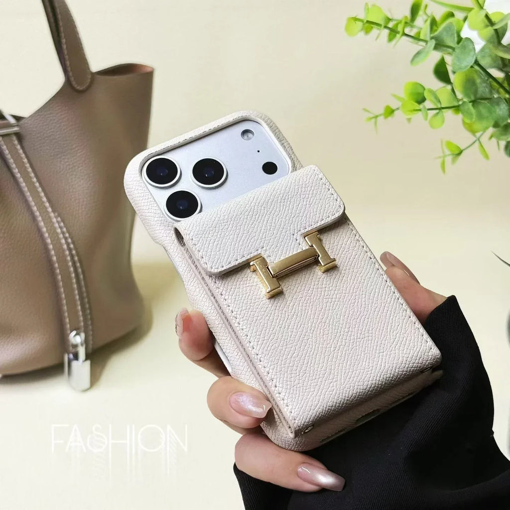 Hermès iPhone 18 Pro Max Case – Leather Hermes Phone Case With Card Holder