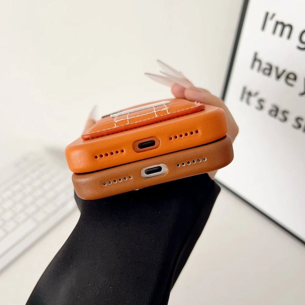 Brown Hermès iPhone 17 Pro Max Case with Card Slot - Luxury Leather Hermes Phone Case