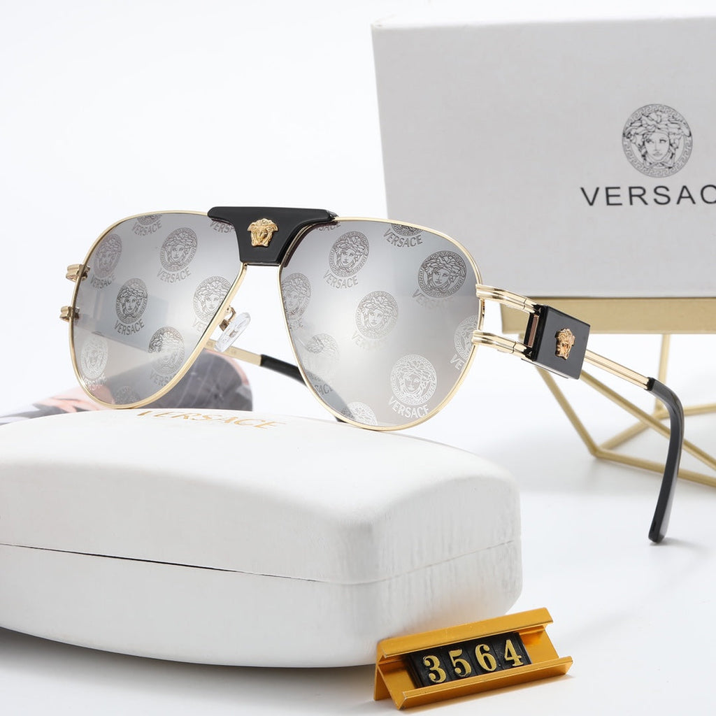 Versace Medusa Double Bridge Aviator Polarized Sunglasses