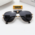 Versace Medusa Double Bridge Aviator Polarized Sunglasses