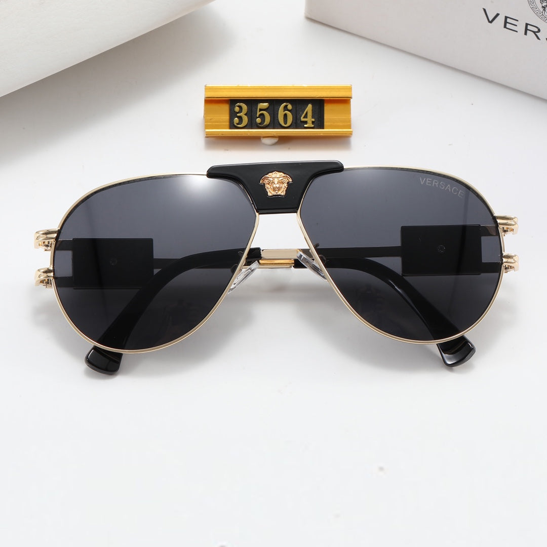 Versace Medusa Double Bridge Aviator Polarized Sunglasses