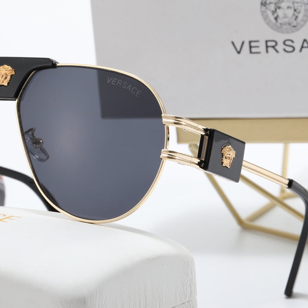 Versace Medusa Double Bridge Aviator Polarized Sunglasses
