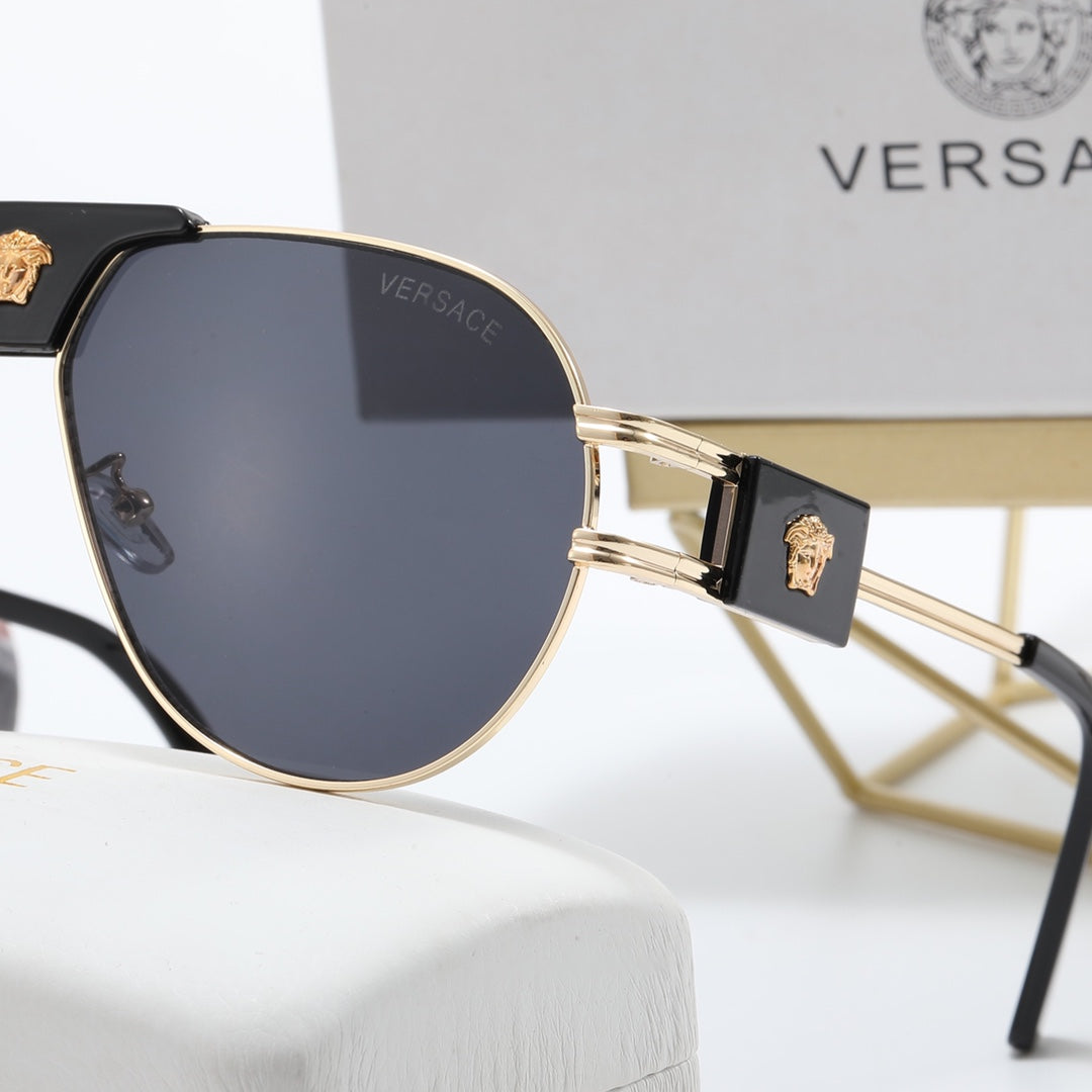 Versace Medusa Double Bridge Aviator Polarized Sunglasses
