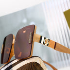 Burberry Check Oversized Square Polarized Sunglasses