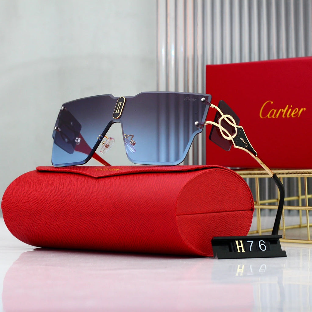 Cartier Rimless Oversized Shield Polarized Sunglasses