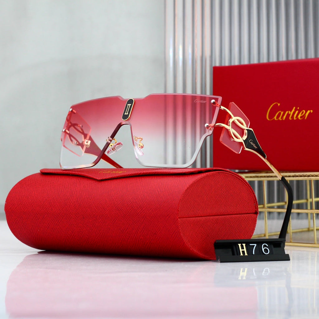 Cartier Rimless Oversized Shield Polarized Sunglasses