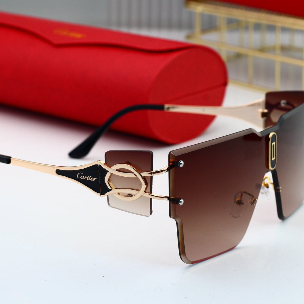 Cartier Rimless Oversized Shield Polarized Sunglasses