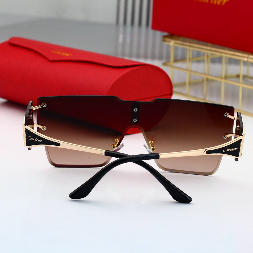 Cartier Rimless Oversized Shield Polarized Sunglasses